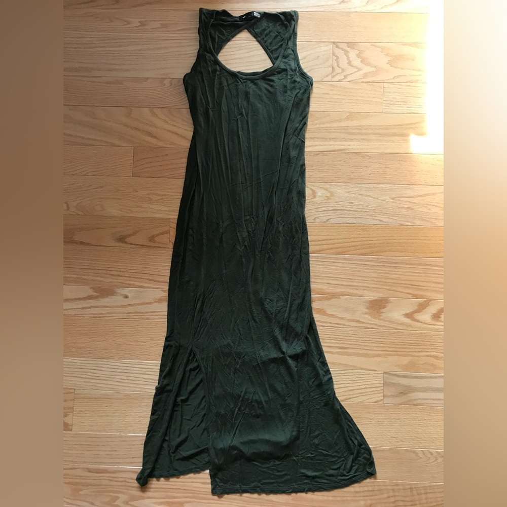Rebel Sugar Green Midi Dress with Side Slits
